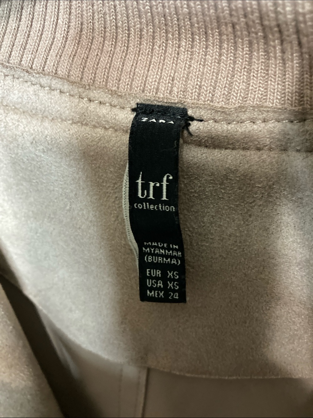 Zara trf collection Zip-Front Faux Suede Bomber Jacket women’s size XS oversized - Picture 5 of 9